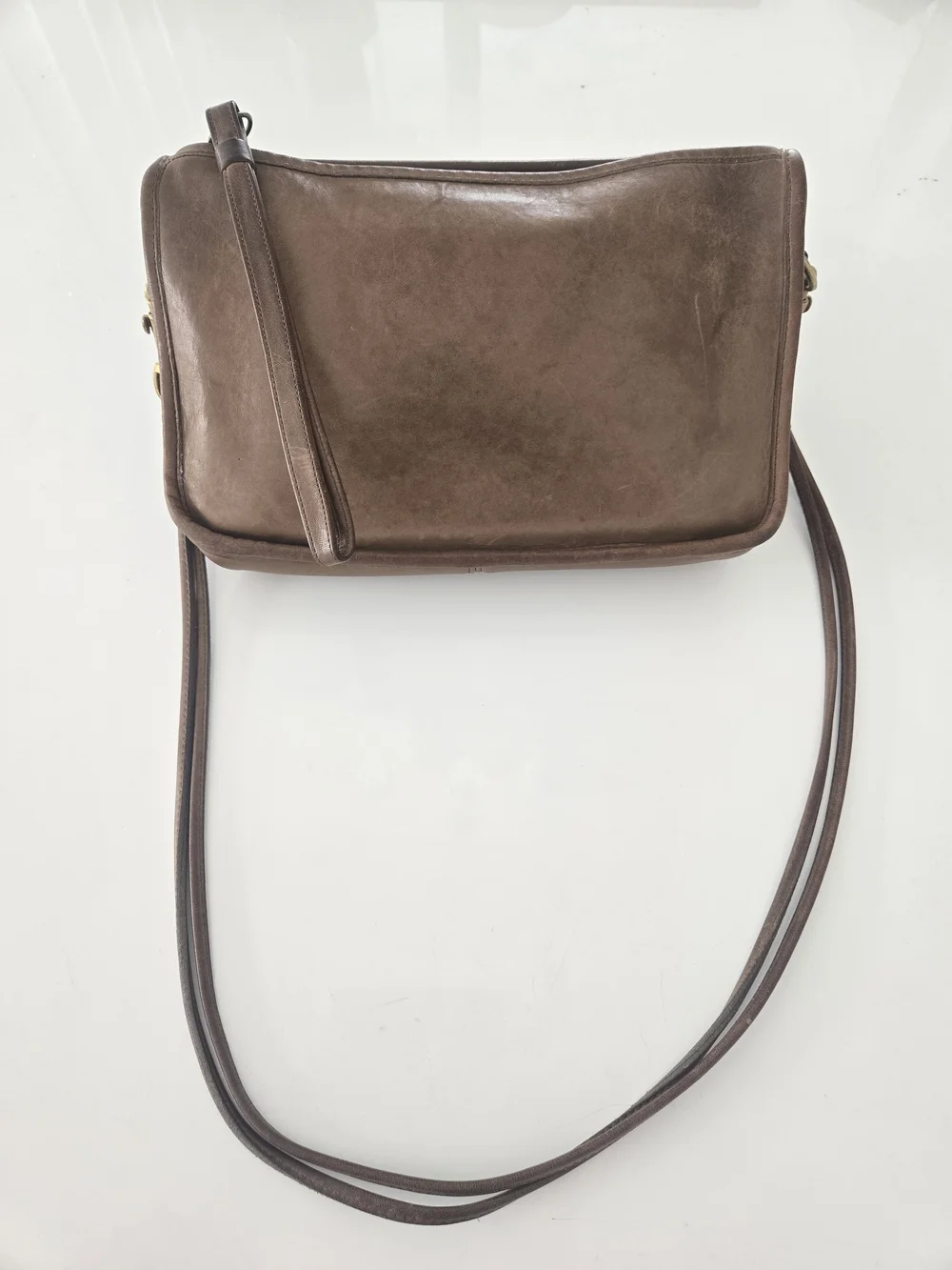 Coach Bonnie Cashin Vintage Small Brown Leather Shoulder Bag Distressed